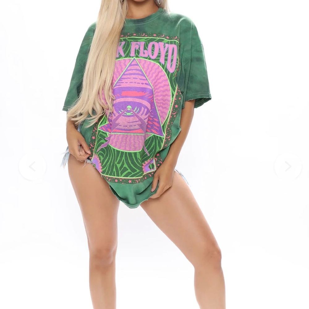 Pink Floyd Vibrant Oversized Tie-dye Green/Pink/Purple short sleeve tee Sm/Med